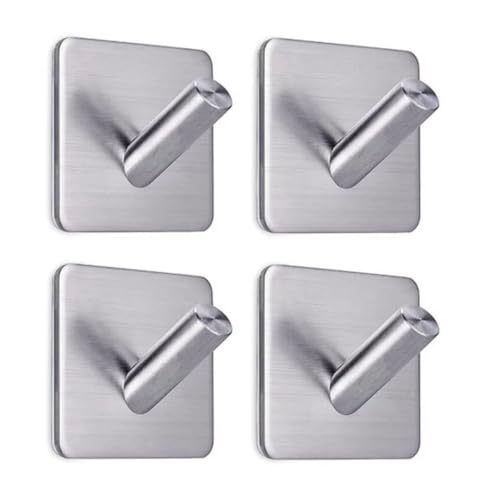 Combo 4 Ganchos Adesivo Inox Parede Suporte Reforçado Multiuso Pe...