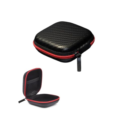 Estojo Protetor para Fones de Ouvido e Cabos – Case Rígido Compacto 7,5cm, Portátil, Resistente à Água, Compatível com KZ, QKZ, JBL, Shure e Outros (Preto e Vermelho)