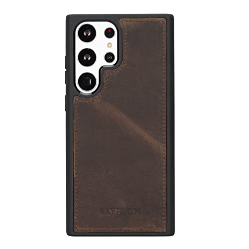 Bayelon Samsung Galaxy S23 Ultra Case, Full Grain Leather Phone Wallet, Detachable Phone Case Wallet, Tri-Fold Flip Phone Cover, Samsung Galaxy S23 Ultra Case With Card Holder, Kickstand (Dark Brown) #TOP7