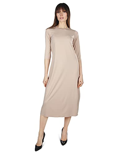 MeMoi Women's Silky-Smooth Bonded 3/4-Sleeve 48" Slip Dress3