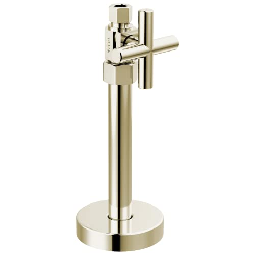 Delta Faucet 1/2" x 3/8" Straight Supply Stop Valve with Contemporary Handle Polished Nickel, Water Shut Off Valve, Brass Shut Off Valve, 1/4 Turn Shut Off Valve, Polished Nickel DT021201-PN by DELTA - Used condition - US$102.70