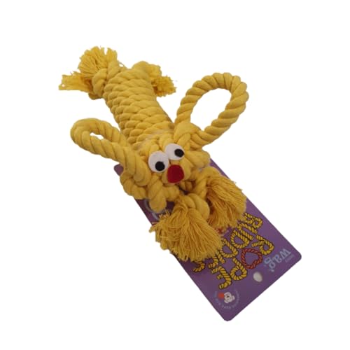 Image of Henry Wag Travel Companion Rope Buddy - Freya Rabbit - Pet Comforter when Travelling & Soft Natural Cotton Construction - Small (Yellow)