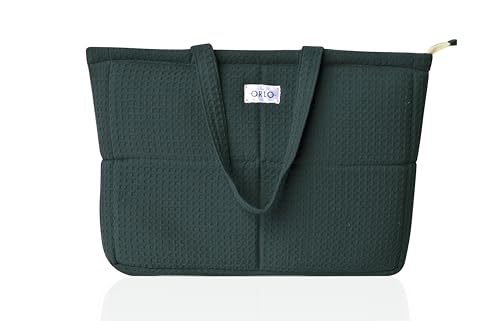 Image of Premium Cotton Waffle Quilted Tote Bag, Large Spacious Handbag for College, Office, Work, Travel, Shopping & Daily Use