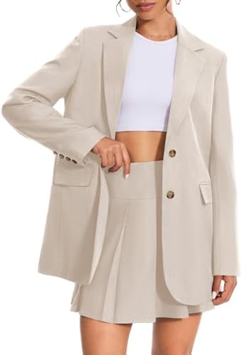 Casly Lamiit Women's 2 Piece Skirt Sets Business Casual Blazer Su...