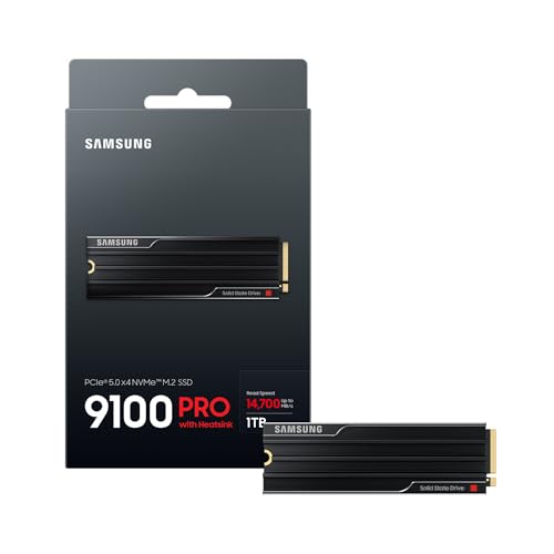Image of Samsung Memory MZ-VAP1T0CW 9100 PRO Internal SSD with 1TB Heatsink, PCIe 5.0 x4, NVMe 2.0, SSD Designed for Professionals and Gamers, Compatible with PC and PlayStation 5