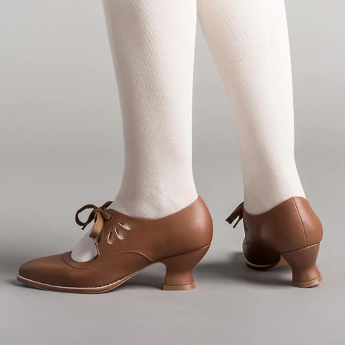 1920S Shoe for Women Vintage Mary Janes Lace Up Bridal Shoes Closed Toe Dress Shoe Chunky Heel Pumps Wedding Shoes4