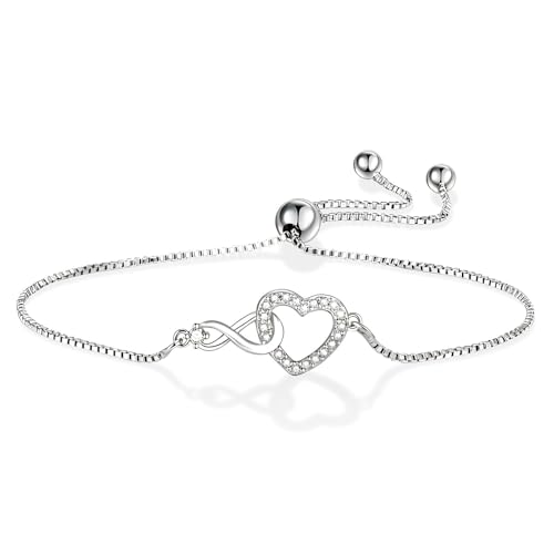 Reviews de Pulseras de Dama que Puedes Comprar On-line. 45 BSMKD Pulsera Infinito y Corazón Mujer, Joyería Plata S925 Dama, Pulseras para Mujer Ajustable, Regalos para Mujer, Cumpleaños, San Valentín, Día de las Madres y Mamá, Caja...