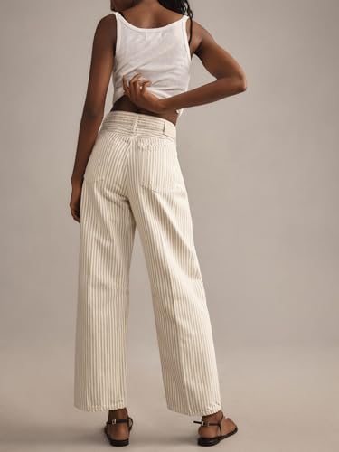 LifeShe Women's Striped Jeans Straight Leg Denim Pants Baggy Barrel Jeans4