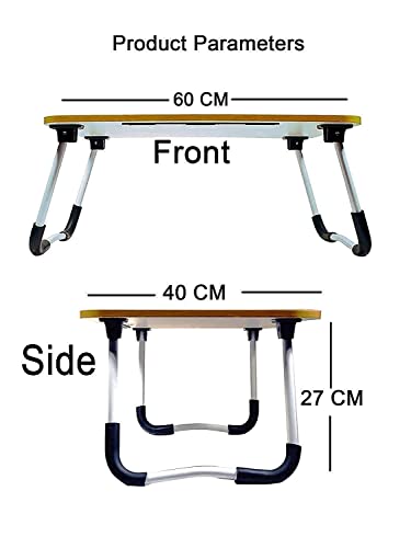 Image of Foldable Wooden Mini Laptop Table for Bed, Study Table with Drawer, Tablet /Mobile Holder for Kids & Adults (PINK 1)