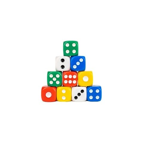Storm&Lighthouse Pack of 10 Six-Sided Dice Coloured Dice Game D6 Dice Set, Green, Blue, Red, Yellow, White 1.4cm Cover