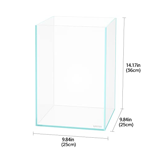 Image of LANDEN Tall Tank Rimless Low Iron Tank 5.5GAL 9.8 inch L x 9.8 inch W x 14.2 inch H(25X25X36) cm Small Aquascape Fish Tank, Vertical Aquascape Tank, Black Leveling Mat Included
