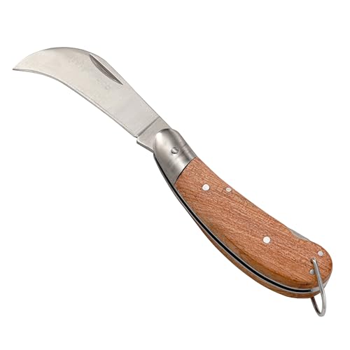 Kingswood Green Folding Horticultural Grafting Knife | Traditional Wooden Handle | Precision Stainless Steel Blade for Gardening Grafting Budding & Pruning