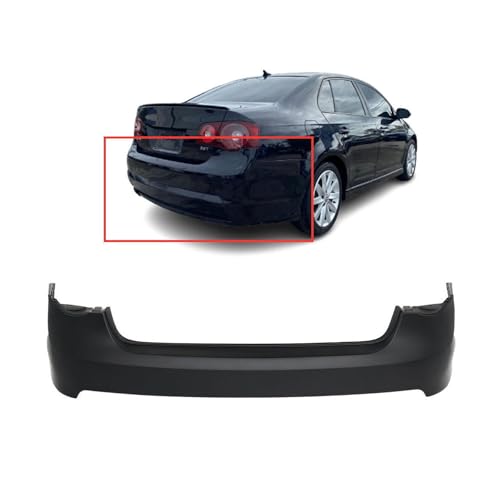 Image of FitParts Compatible with Volkswagen Jetta 2005-2010 Rear Bumper Cover | Without Parking Sensor Holes, Without Tow Hook Hole, OEM 1K5807417HGRU, VW1100175