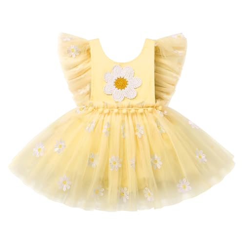 IBTOM CASTLE Baby Girl Romper Dress Princess Flutter Sleeve Tulle Tutu Dress Flower Strawberry Summer Clothes with Headband2