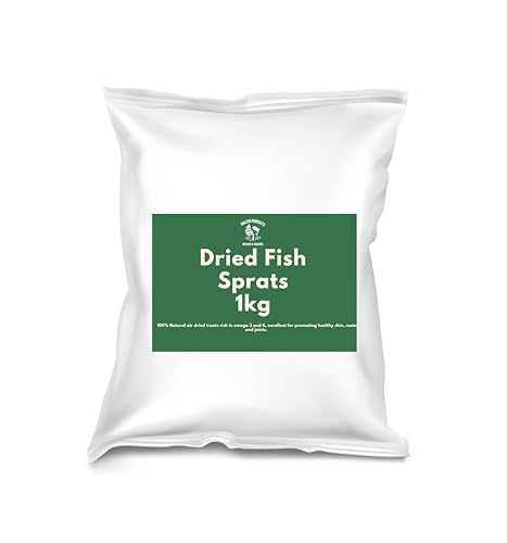 Walter Products DRIED Sprats Dog Treats 1kg – 100% Natural, Dried Fish Treats – High in Omega 3 – Grain-Free and Hypoallergenic BARF diet