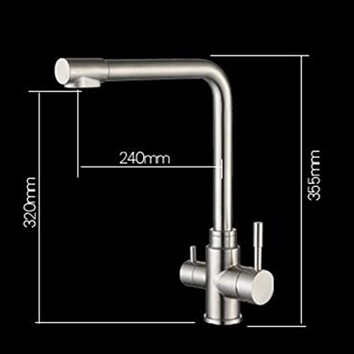 Mitigeur cuisine 3 voies acier inoxydable brossé robinet évier robuste