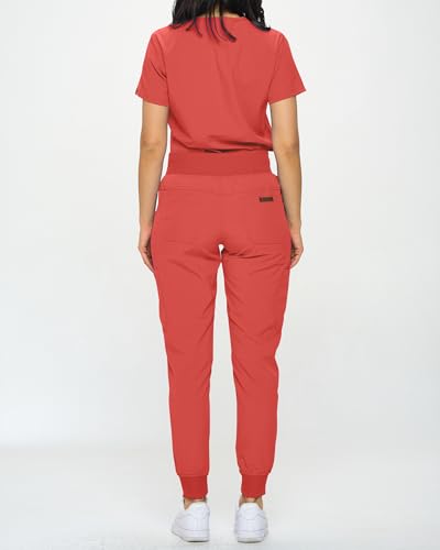 Image of Monarch Uniforms Slim Fit Stretchy Scrubs Women's Jogger Scrub Set Slim Jogger Scrubs with Tuck-In Top for Women