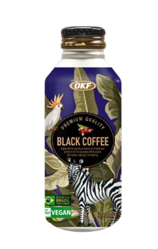 Boisson Café Premium Doux Noir et Café Noir OKF 390ml/Bouteille - Offres de 5, 10 et 20 Bouteilles - Livraison Gratuite France (5 bouteiles, Black coffee)