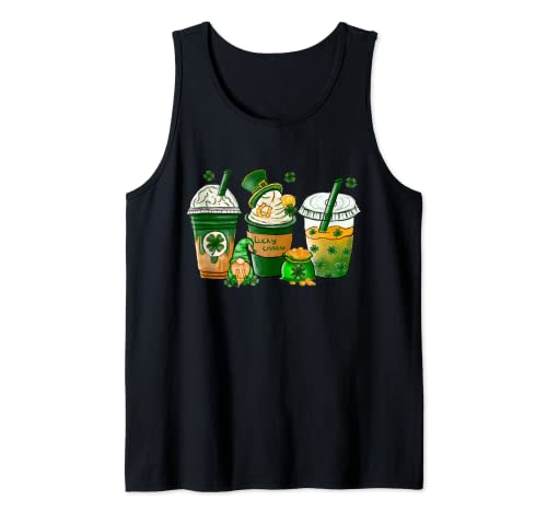 Día de San Patricio Café Té Boba Lucky Shamrock Irlandés Verde Camiseta sin Mangas