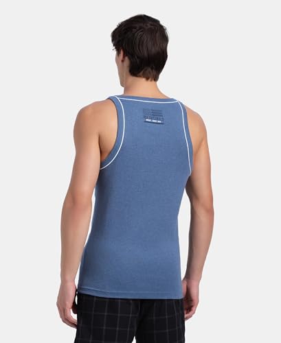 Image of Jockey US54 Men's Super Combed Cotton Rib Square Neckline Gym Vest with Back Panel Graphic Print (Shoulder Starp Color May Vary)