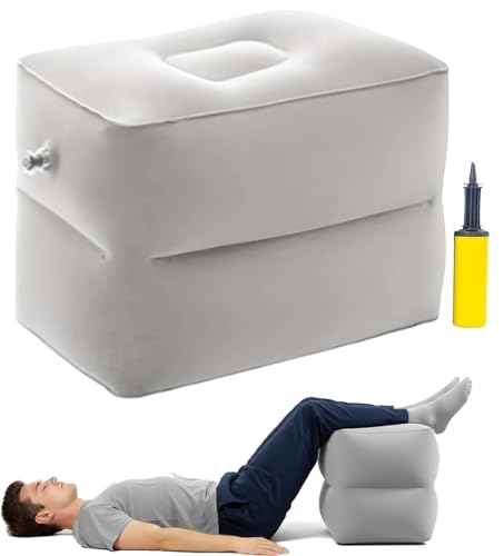 Cuscino gonfiabile multiuso per elevazione gambe e supporto lombare, con pompa (grigio)