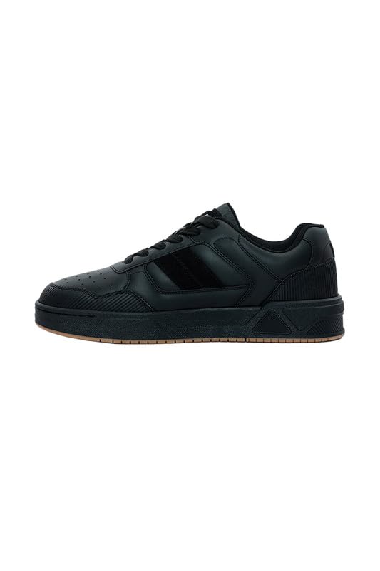 Image of SNITCH Men's Sneakers | Minimalist Solid Pattern with Stripes | PU+Suede Upper, Breathable Mesh Insole, TPR Outsole | Stylish Everyday Sneakers
