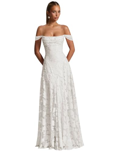 BOLENSYE Vintage Lace Bridesmaid Dresses Long Ivory A Line Evening Party Gown for Women Size16