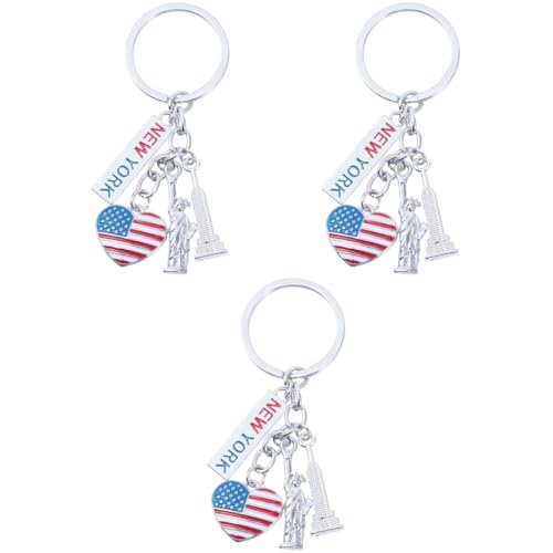 Amosfun 3pièces Porte-clés Du Jour De Indépendance Pendentifs Stylés Thème Américain Pour Sacs Et Accessoires