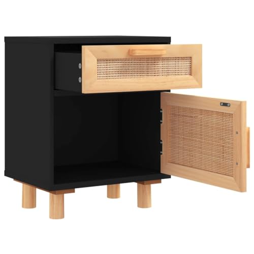 Table de chevet en rotin noir lot de 2 tables pour chambre chaleureuse - 8