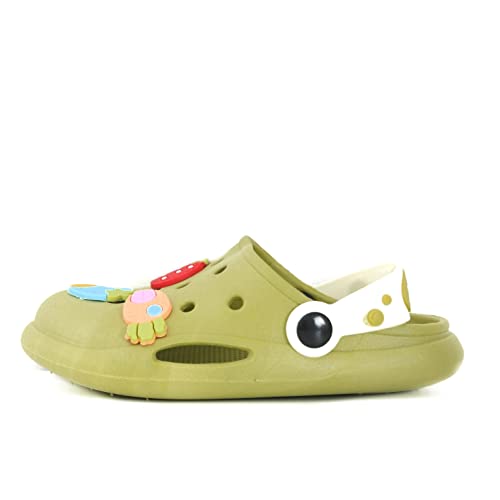 Image of Yellow Bee Rubber Fruits Applique Clogs for Girls, Green