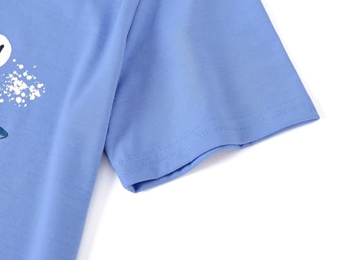 Beezizac 2-Piece Pajamas For Big Boys Blue & Gray Shark Cool Short Sleeve Soft Kid PJ Set Size 18