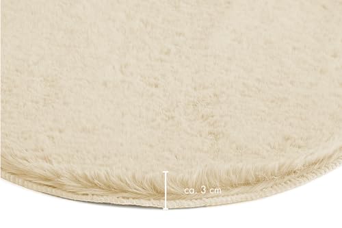 -LUXOR- living Sitzkissen Coste - Kunstfell Stuhlauflage als Deko Wohnzimmer oder Stuhlkissen - gemütliches Sitzkissen Stuhl Dekokissen 40 cm rund Beige 1 Stück