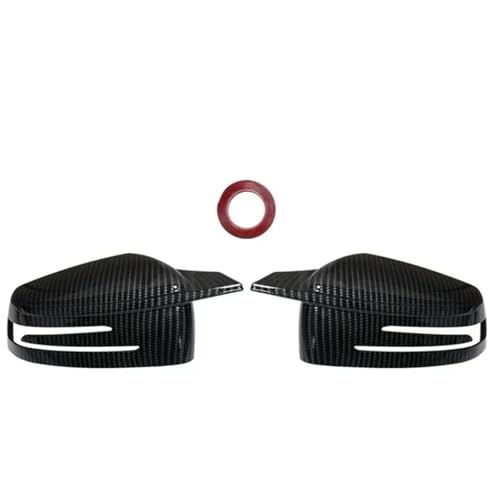 �ԗp �o�b�N �T�C�h�~���[�J�o�[ W176 W246 W204 W212 W221 C117 �p �J�[�{�� �u���b�N �T�C�h �o�b�N�~���[ �J�o�[ �L���b�v(Carbon fiber pattern)