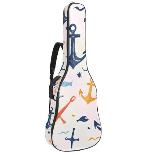 Sac de guitare acoustique étanche avec poches et motif ancre