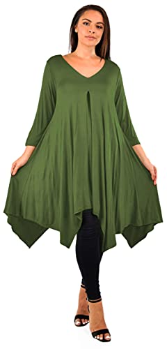 Dare2BStylish Women Plus Size Long 3/4 Sleeve Flared Swing Tunic