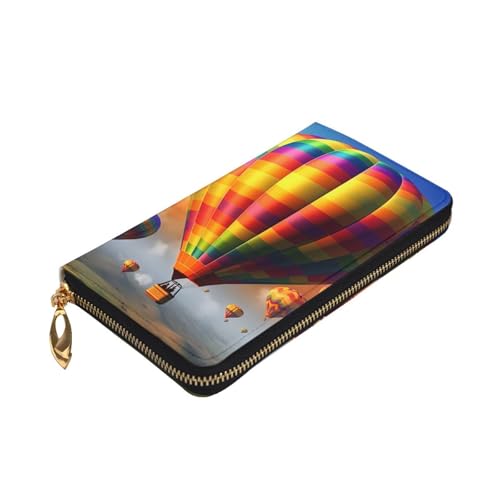 Hot Air Balloons Wallet for Men Women Long Purse Leather Clutch Large Business Handbag Travel Phone Holder Credit Card Holder Money Case with Zipper Leather Wallets Gift3