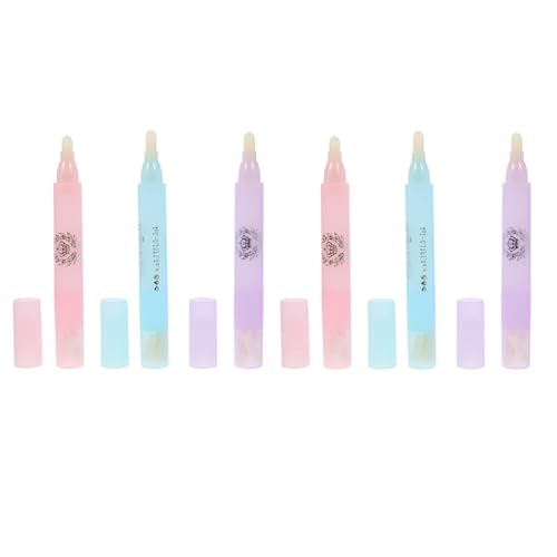 IWOWHERO 6 piezas Plumas Correctoras para Manicura Bolígrafos Limpiadores de Esmalte Uñas con Punta Biselada Quitaesmalte Preciso para Bordes Uso Profesional y Doméstico Colores Pastel