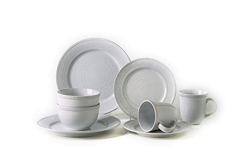 Pangu 8-Piece Dinnerware Sets, River Nile, Handmade, Ornament Motif, Service For 2 (Light Grey) #TOP10