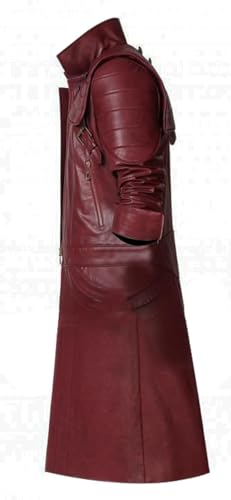 SpazeUp Costume 5 Cosplay Maroon Leather Trench Coat Men - Costume 4 Black Leather Gothic Hooded Jacket Coat4