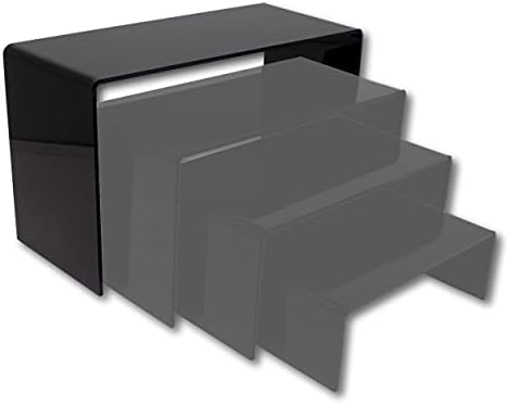 EPOSGEAR Nesting Plinths Clear or Coloured Acrylic Plastic Retail Riser Tiered Counter Display Stands - Perfect for Shops, Stalls, Ornaments, Models etc (Clear, Full Set of 4 Stands)
