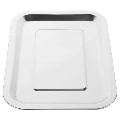Cabilock Bandeja para Horno Rectangular de Acero Inoxidable 304 27X20X2 CM Multiusos para Barbacoa y Cocina Bandeja Metálica para Alimentos y Servir en Hogar y Restaurantes
