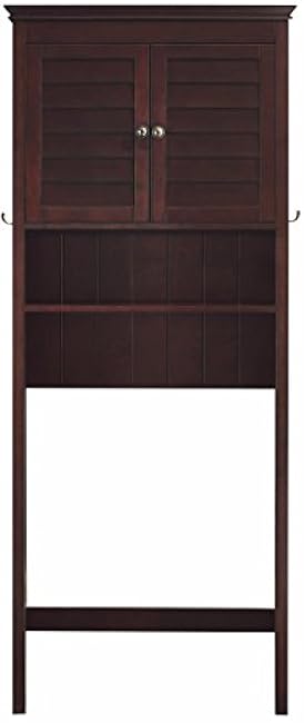 Crosley Furniture Lydia Over The Toilet Storage Cabinet and Bathroom Organizer with Hooks and Shelves, Espresso