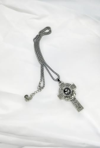 Big Vintage Celtic Cross Pendant Necklace for Men & Women - Stainless Steel Irish Jewelry with Shamrock & Claddagh Design - Adjustable 23.6"+2" Chain - Religious Protective Gift3