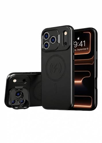 Image of Sentinel Back Cover Case for iPhone 17 Pro Max with Reinforced Lens Guard and High-Strength Magnetic Lock (HD Acrylic + TPU + PC), Black