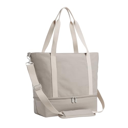 Lo & Sons Catalina Day Tote - Premium Canvas Everyday & Travel Bag with Shoe Compartment, Luggage Sleeve, Padded Strap