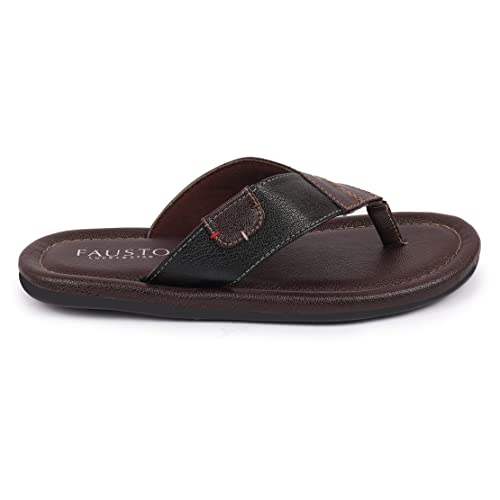 FAUSTO Men's Stitched Indoor Outdoor Thong Slipper Sandals (6-12 UK)