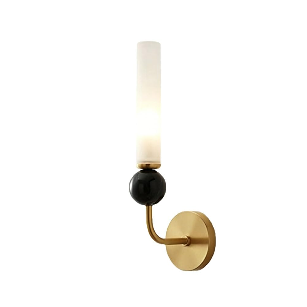 FEITENGDA Vintage Cylindrical Marble Wall Sconce Mid Century Minimalist Stone Wall Lamp Industrial Brass Bathroom Vanity Light Fixture for Bedroom Living Room Hallway Study