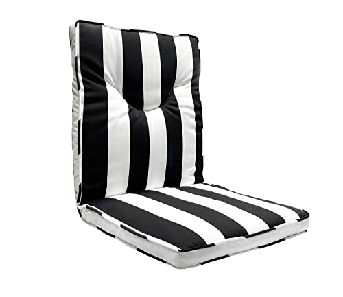 Fbts Prime Outdoor Waterproof Decorative High Back Chair Cushions For Patio Furniture, 42.5X19 Inch Fade Resistant Patio Garden Seat Pads With Ties For Couch Bed Sofa, Striped Black #TOP9