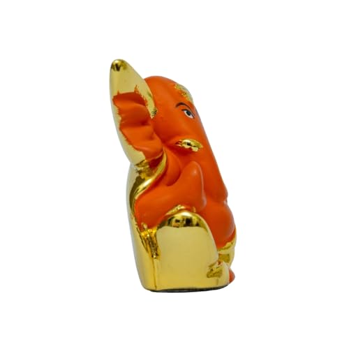 Image of Gold Plated Flying Ganesha Small | Idol for Car, Home Temple, Gift Purpose | Lucky Charm for Study Table, Office, or Travel | Height 1.7 Inch