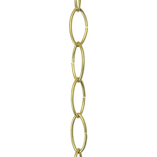 Image of RCH Hardware CH-43-AD Decorative Acid Dipped Solid Brass Chain for Hanging, Lighting - Large Oval Wire Unwelded Links ( 1 Foot)